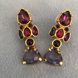 Multi colored gold tone and crystal earrings